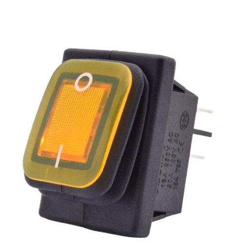 INTERRUPTOR ROCKER 4P 20A 250VAC AMARILLO WATERPROOF IP65