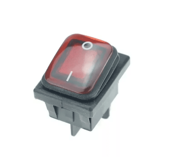 INTERRUPTOR ROCKER 4P 20A 250VAC PILOTO ROJO WATERPROOF IP65