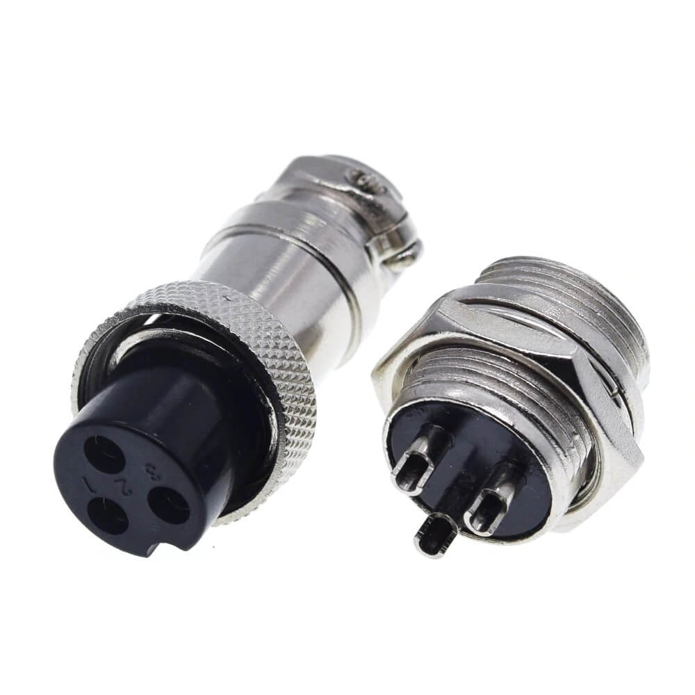 CONECTOR DE AVIACION GX16 - 3 PINES MACHO Y  HEMBRA