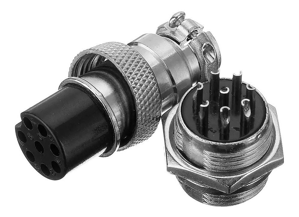 CONECTOR DE AVIACION GX16 - 8 PINES MACHO Y HEMBRA